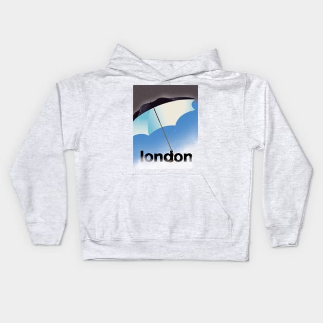 London Umbrella vacation poster Kids Hoodie by nickemporium1